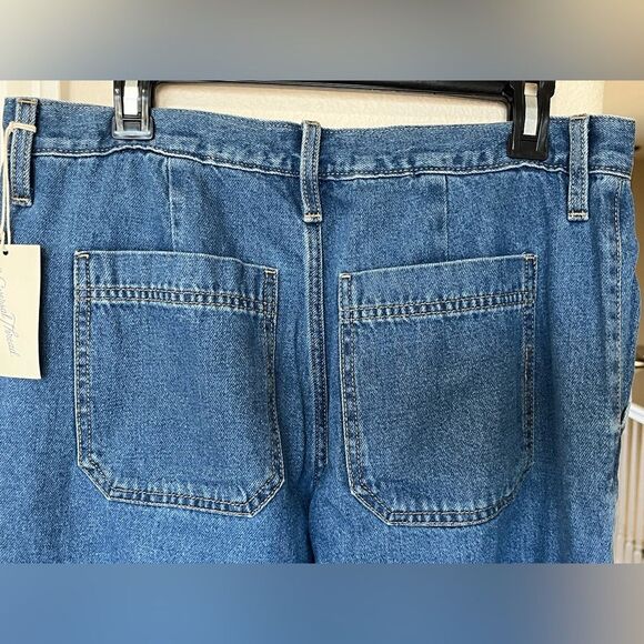 Women's High-Rise Wide Leg Denim Cargo Pants - Universal Thread Medium Wash #250 - Picture 8 of 12